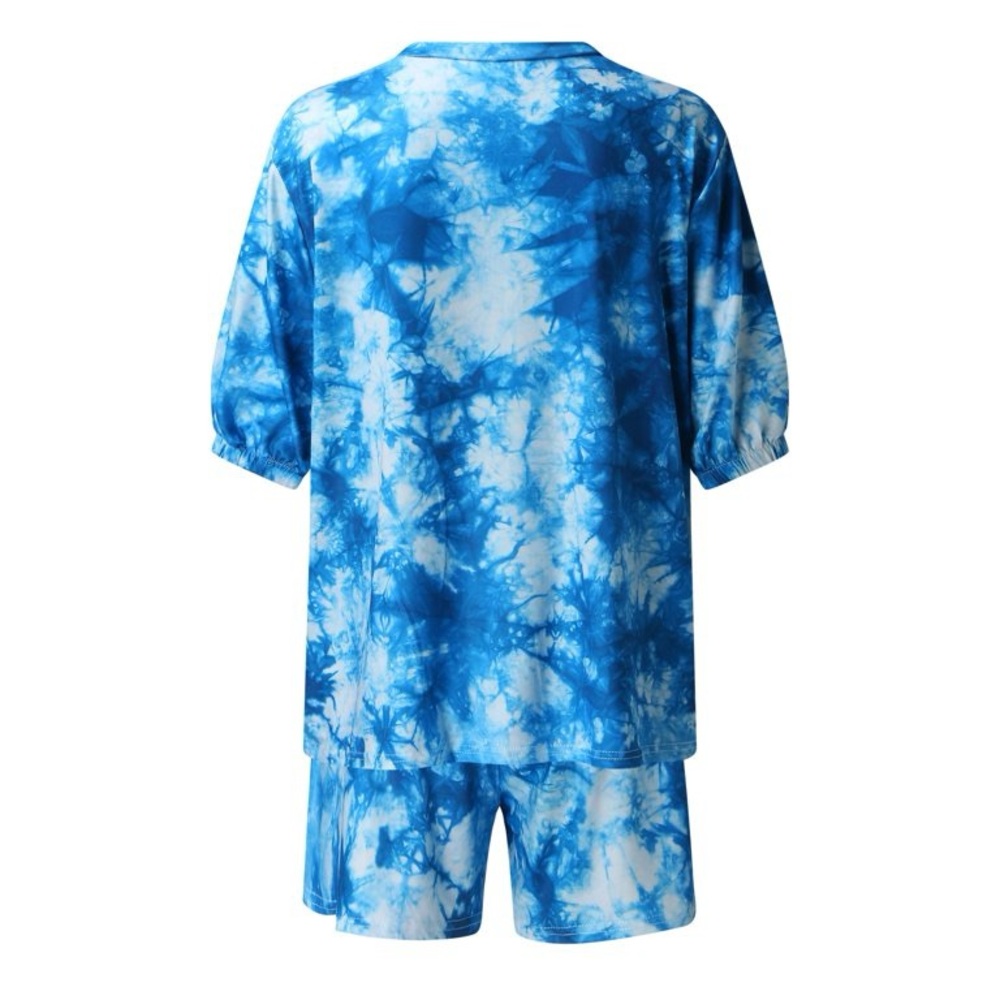 BoohooMAN Blue Tie Dye Shirt & Shorts Set Large